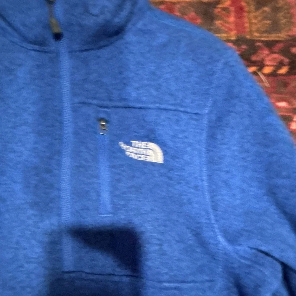 The North Face Men's Blue Fleece 1/4 Zip Mock Neck Pullover Sweatshirt XS